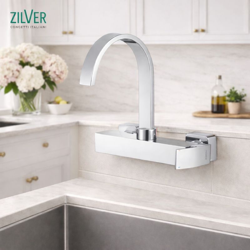 Zilver Kitchen Sink Mixer Wall Lever (EFB902)