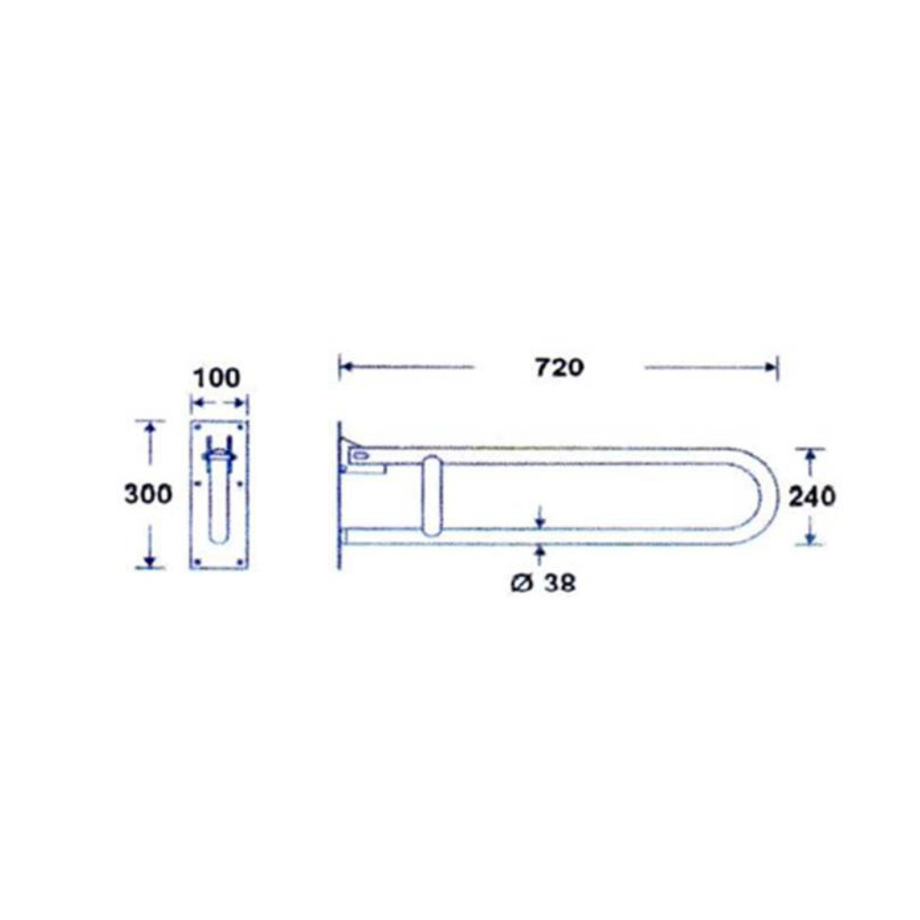 Zilver Grab Bar Up Lift U Shape Dia 32 ::ID:: ZHBU011