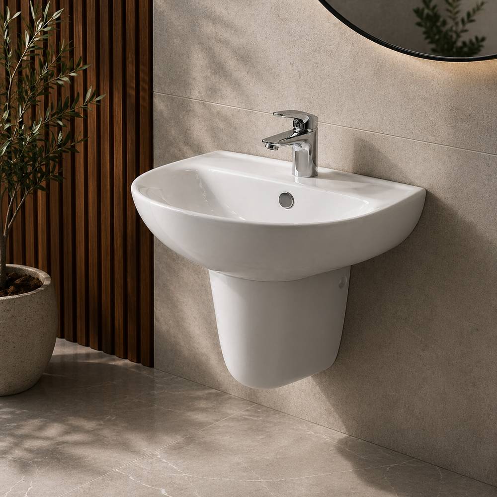 ZILVER HALF PEDESTAL BASIN ZPDB102 ::ID:: ZPDB102