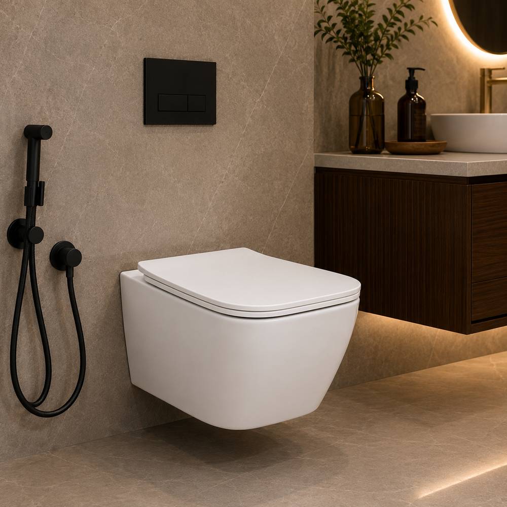 Smart Wall Hung Toilet Square with Seat Cover ::ID:: SWHT206
