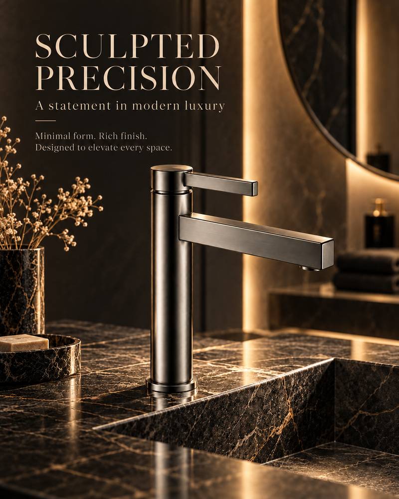 Zilver Long Basin Mixer Gun Metal::ID:: AM100GM