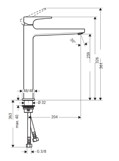 Zilver Cliff Basin Mixer Long ::ID:: ZCLF100