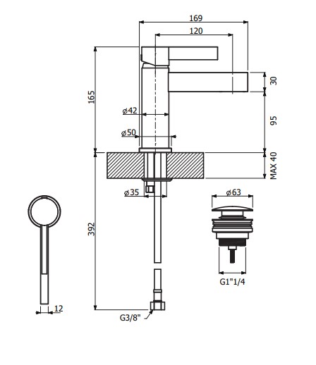 Zilver Normal Basin Mixer (American Series) ::ID::AM1001BK