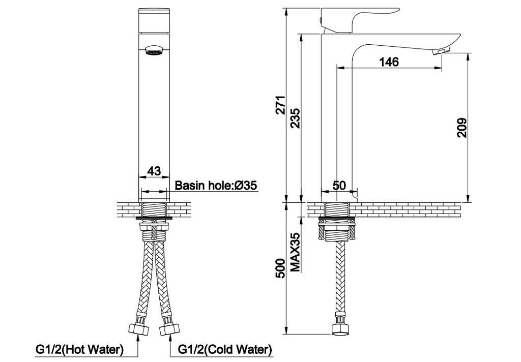 Zilver Rio Basin Mixer Long ::ID:: HD100
