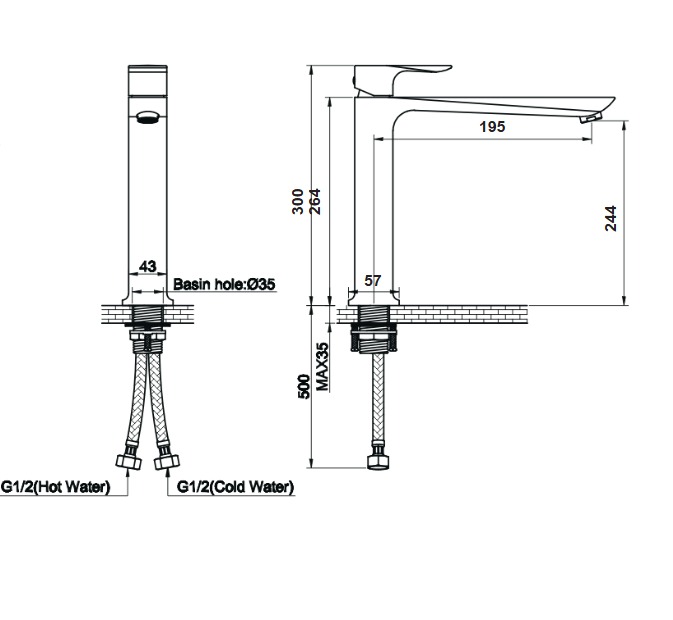 Zilver Bali Wash Basin Mixer Long 10" ::ID:: ZBLI100