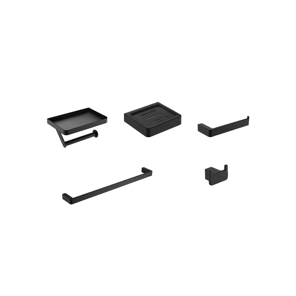Zilver Bathroom Accessories Set (5 Pieces Matt Black) ::ID:: 066MBC