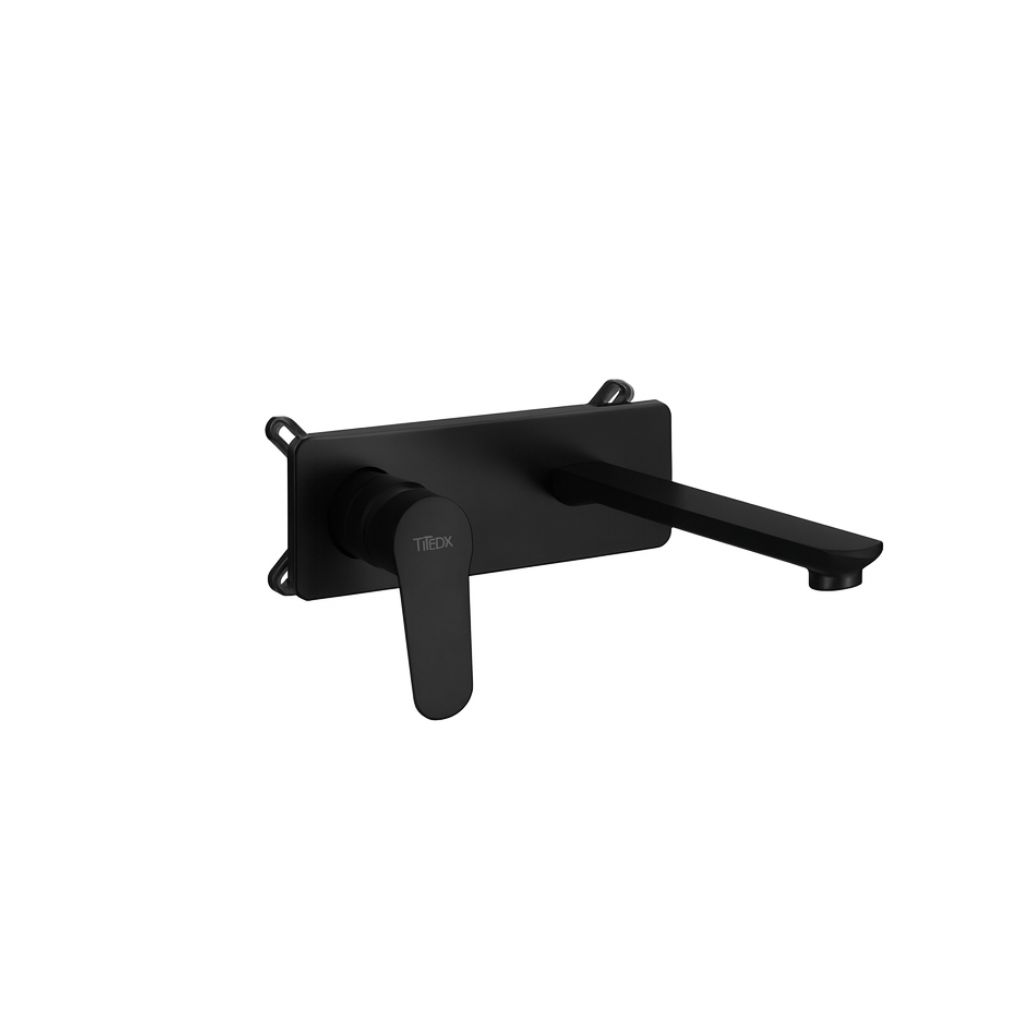 ZILVER TITAN WALL BASIN MIXER MATT BLACK::ID:: ZTTN300MBC