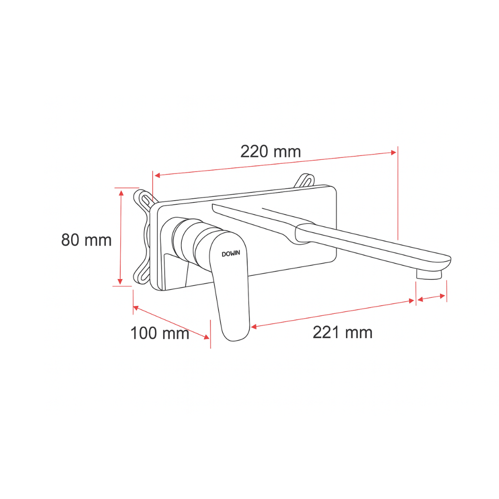 ZILVER TITAN WALL BASIN MIXER MATT BLACK::ID:: ZTTN300MBC