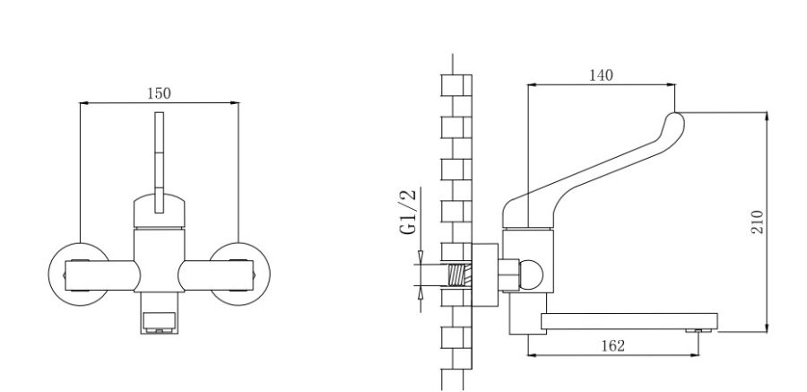 Zilver Hospital Mixers Wall Type ::ID:: UB001