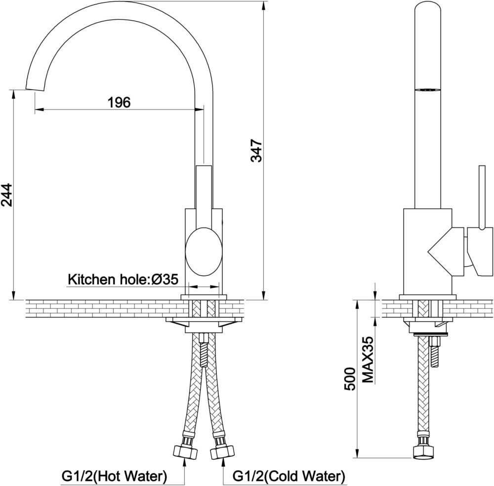 Zilver Oval Kitchen Sink Mixer ::ID:: ECL502