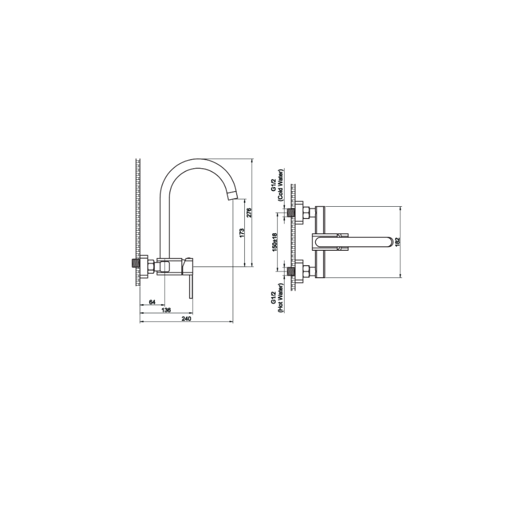Zilver Wall Sink Mixer Wall With  Lever ::ID:: GX9715