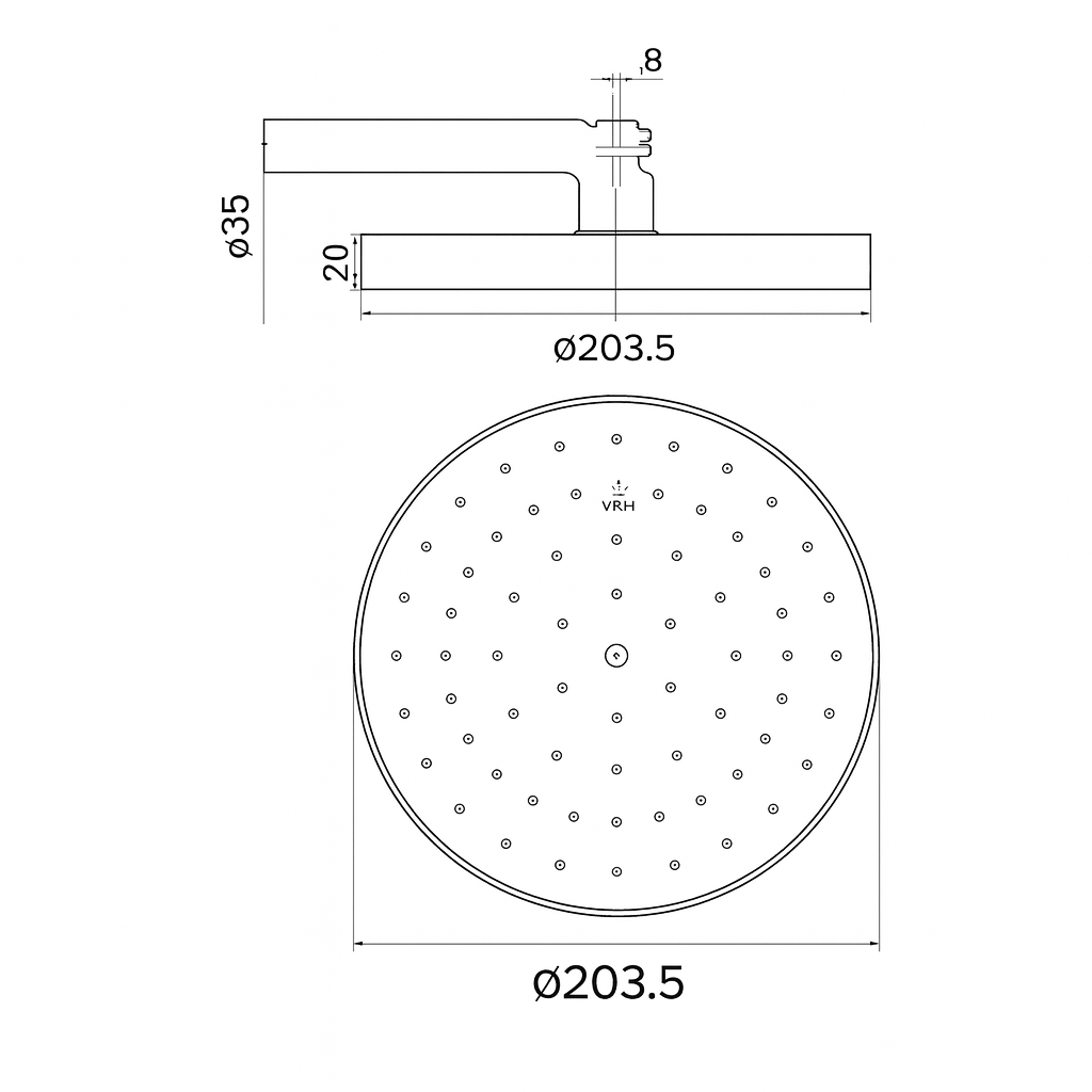 VRH RAIN SHOWER FLAT 200MM S. STEEL ::ID:: FJVHS115ZAS