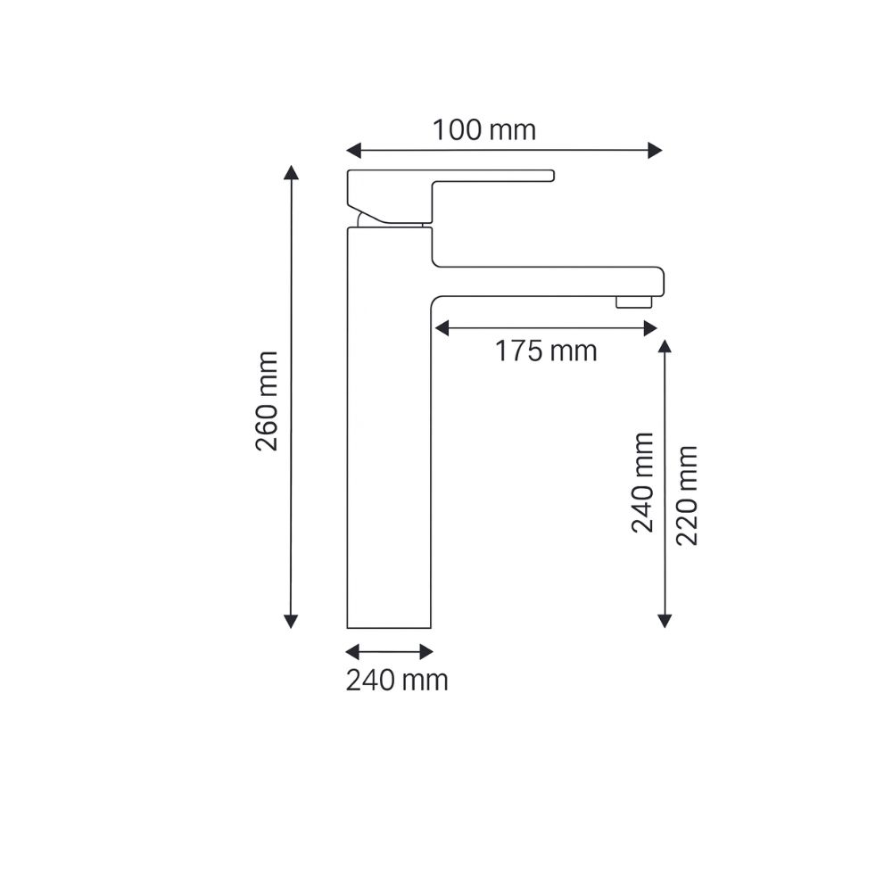 Zilver Kare Basin Mixer Long (ZKAR100)