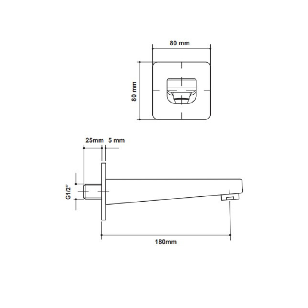 Zilver Bath Spout Square ::ID:: ZSB05