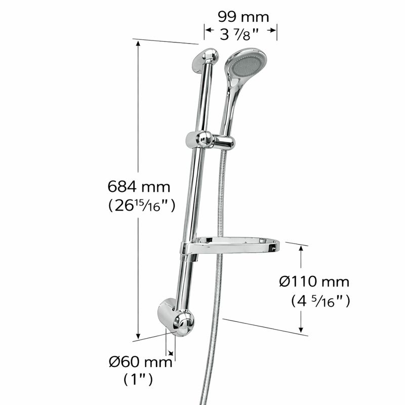 Zilver Slide Bar Shower Set with Adjustable Hand Shower (J0105)