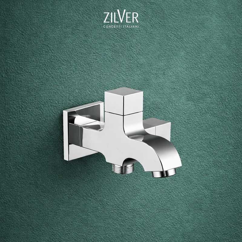 Zilver Double Bib Cock Square New  (ZES12)