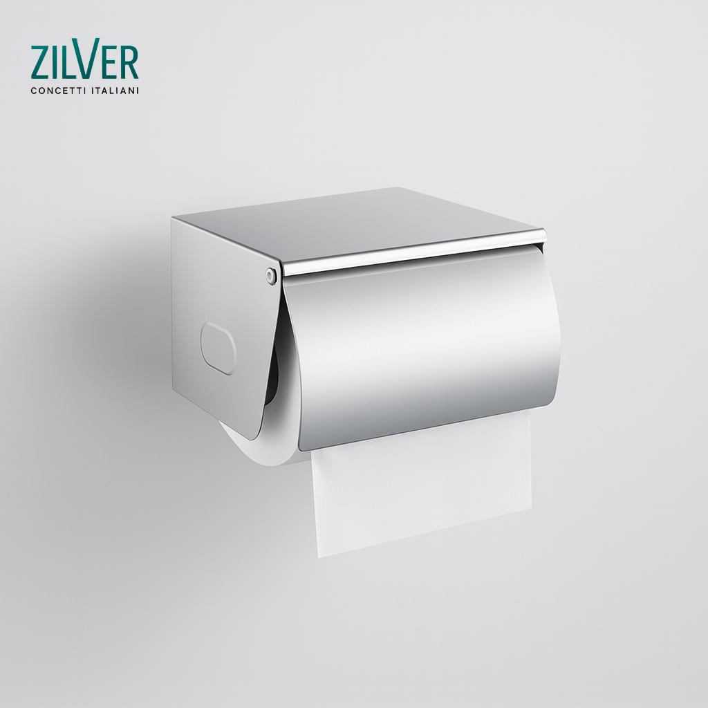 ZILVER PAPER HOLDER WITH COVER EQ32 ::ID:: EQ32