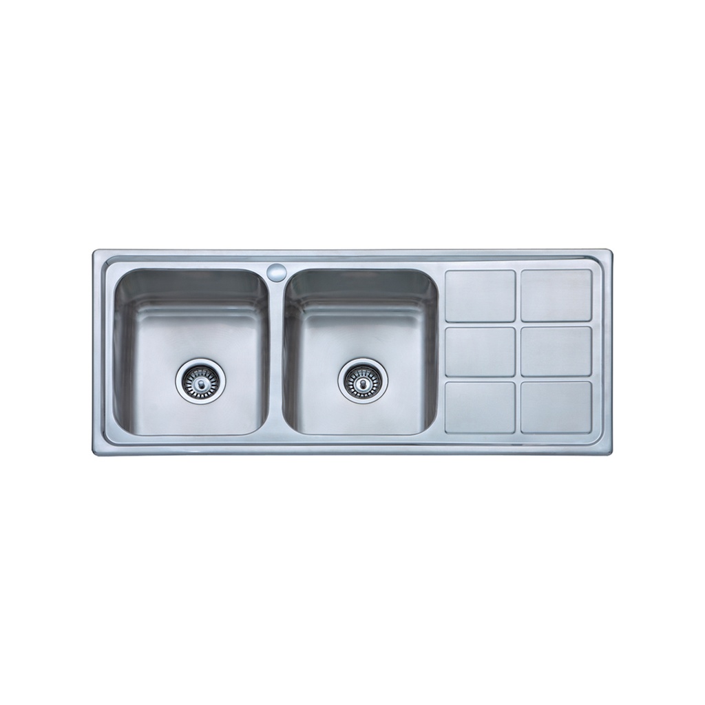 ZILVER SINK DOUBLE BOWL + TRAY+ WASTE ::ID:: OSLO3000