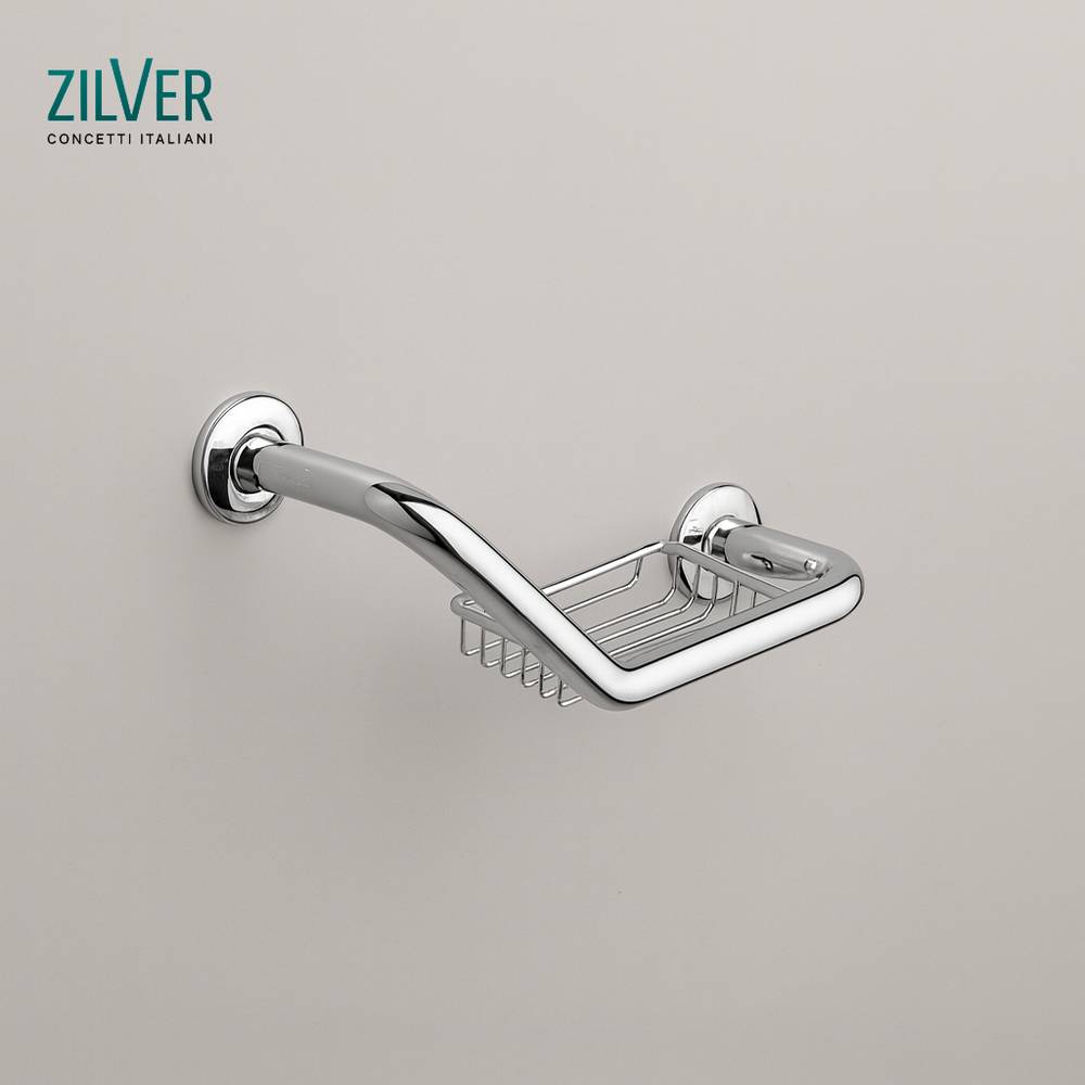 Zilver Grab Bar Angle W/Soap Basket H004 ::ID:: H004