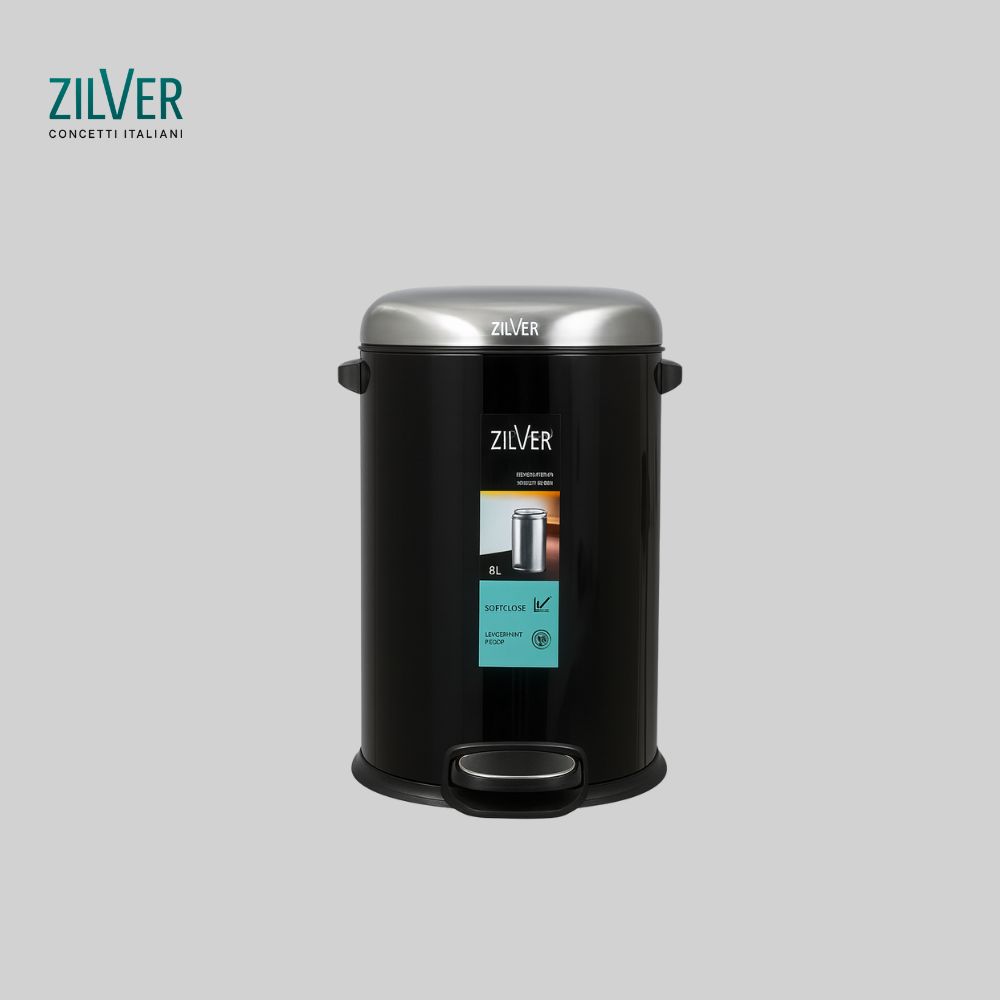 Zilver Dustbin With Lid 5 Liter Black (ZDB101BK)