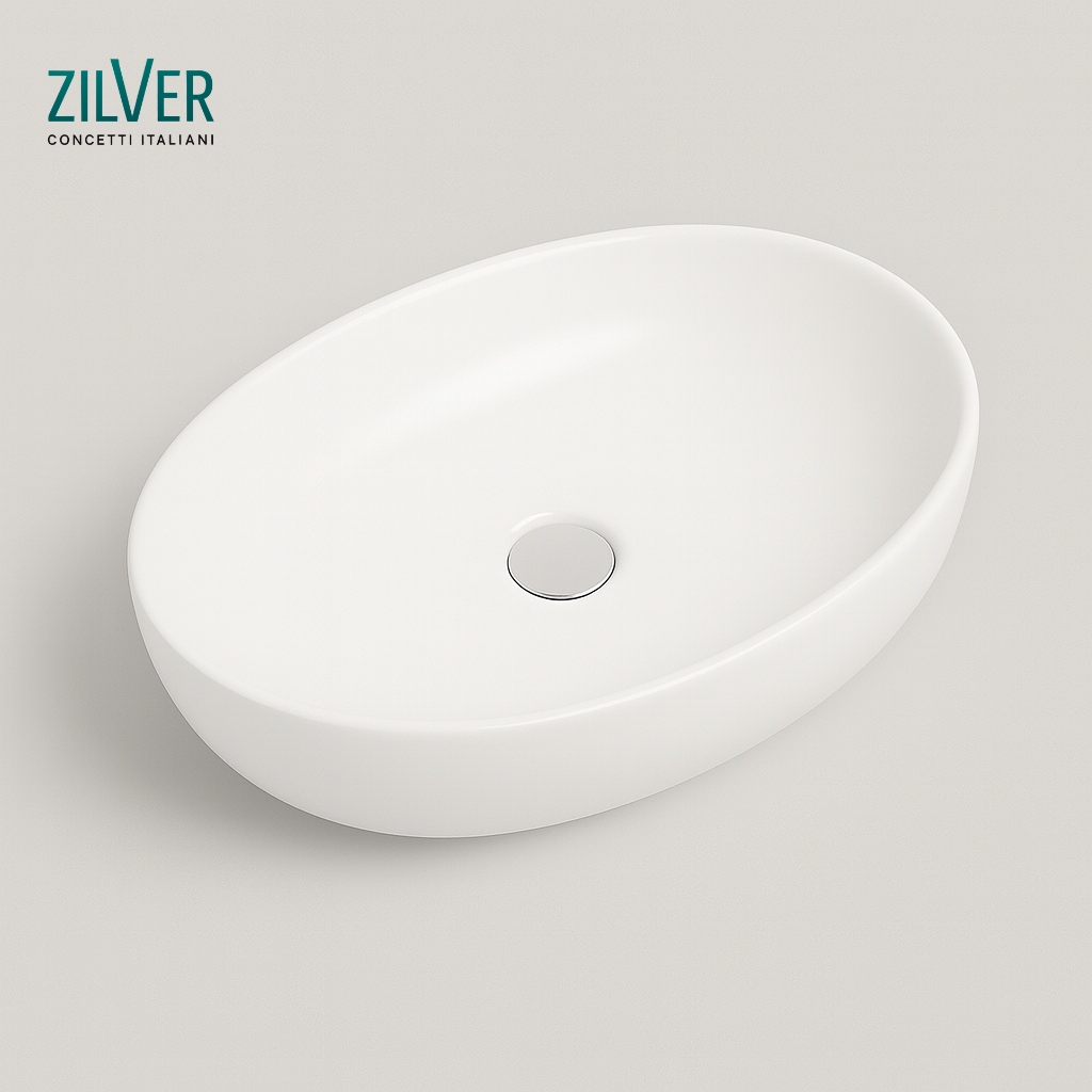 Zilver Art Wash Basin Glossy White Ceramic (ZARTB111)