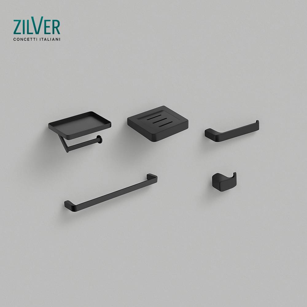 Zilver Bathroom Accessories Set (5 Pieces Matt Black) ::ID:: 066MBC