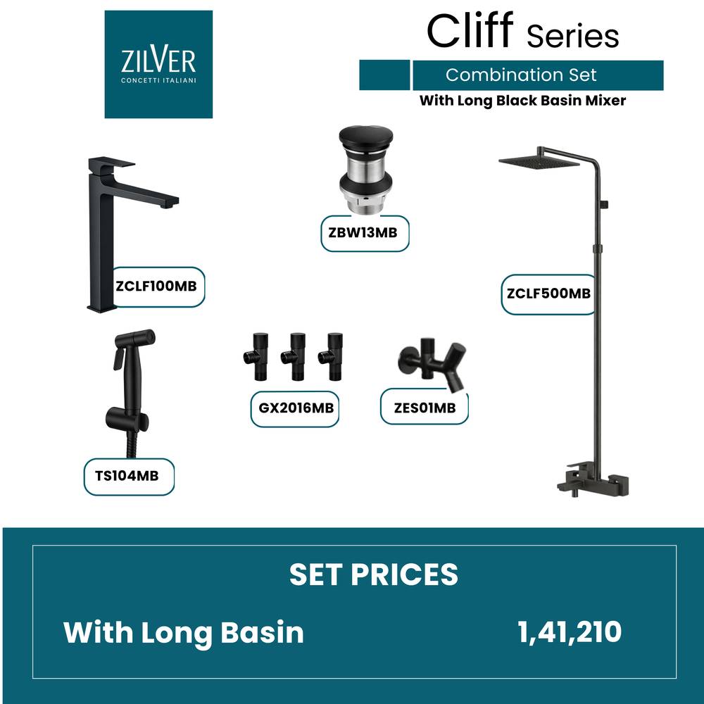 Zilver Cliff Complete Bathroom Set Black ID:: ZCLF02