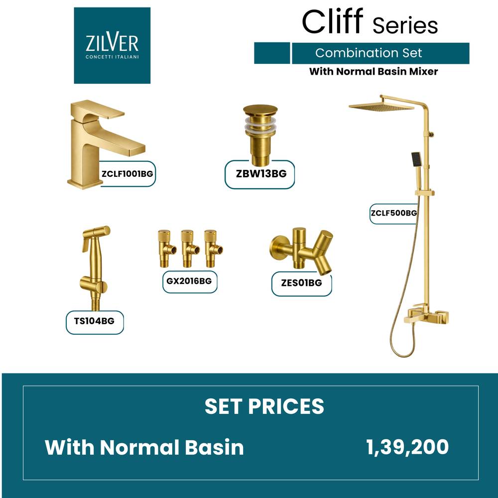 Zilver Cliff Complete Bathroom Set Gold ID::ZCLF05