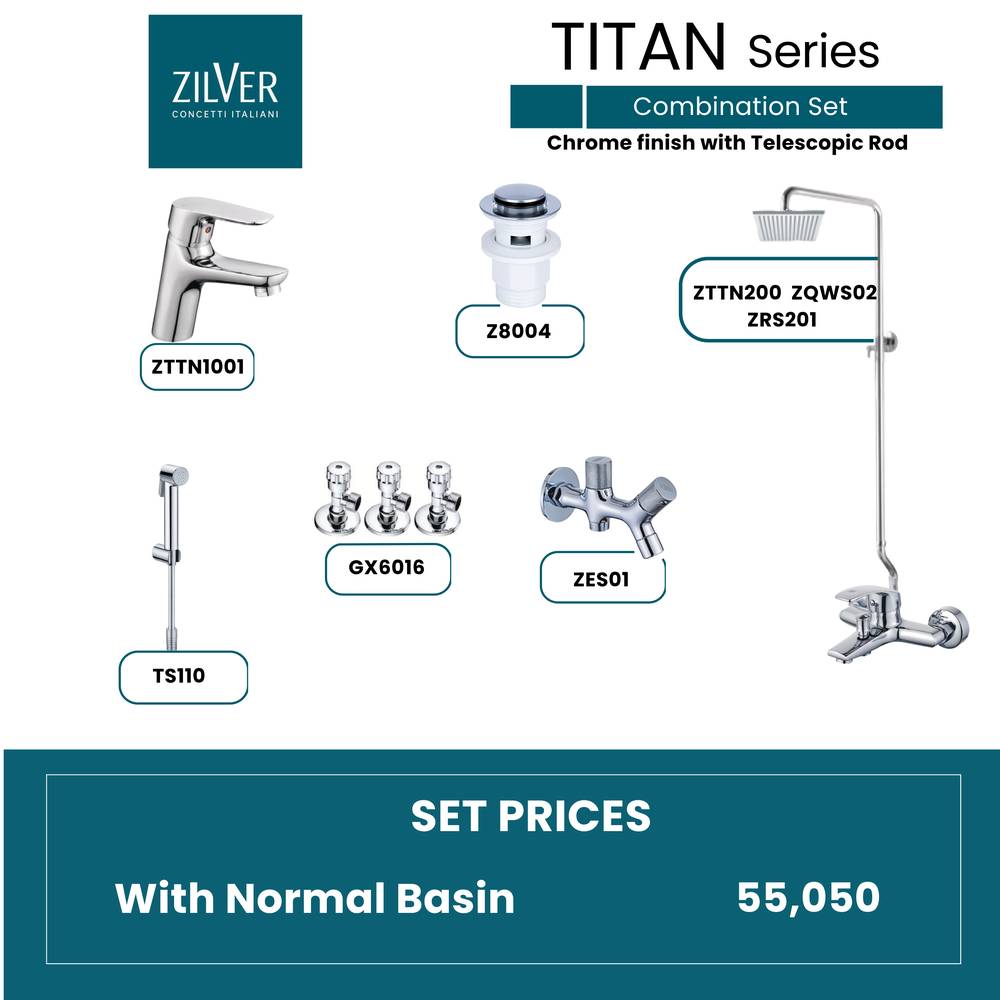 Zilver Titan Shower Set With Basin Mixer (ZTTN)