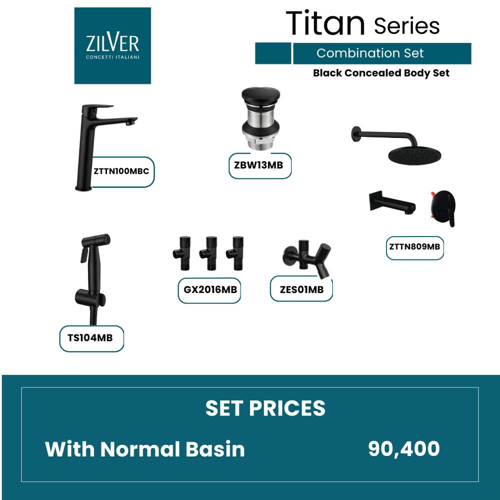 Zilver Titan Complete Bathroom Set Black ID::ZTTN08