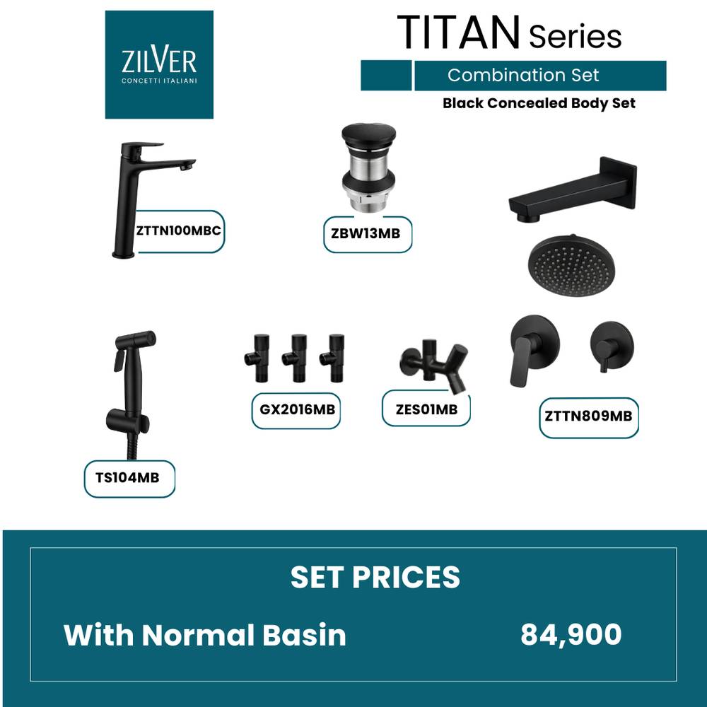 Zilver Titan Complete Bathroom Set Black  ID::ZTTN07