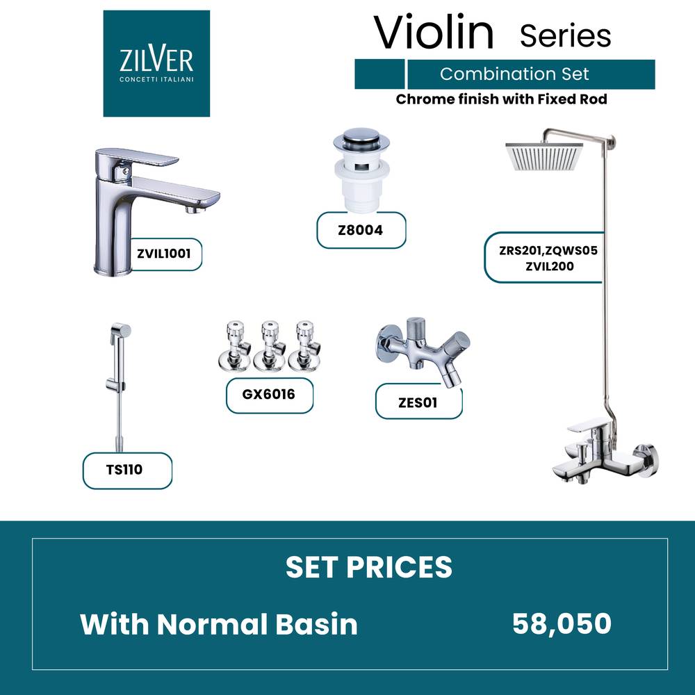 Zilver Violin  Shower Set With Basin Mixer (ZVSS)