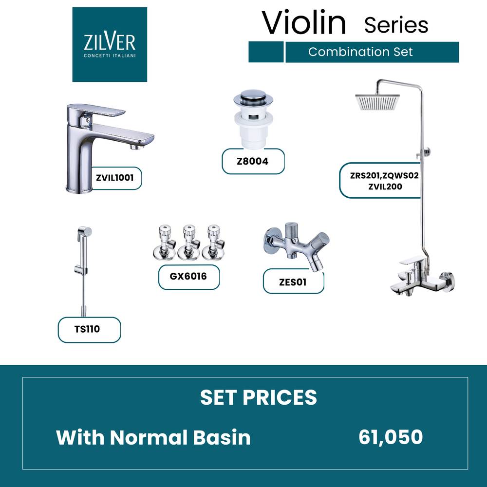 Zilver Violin Open Shower Set Normal Basin ID:: Zvil03