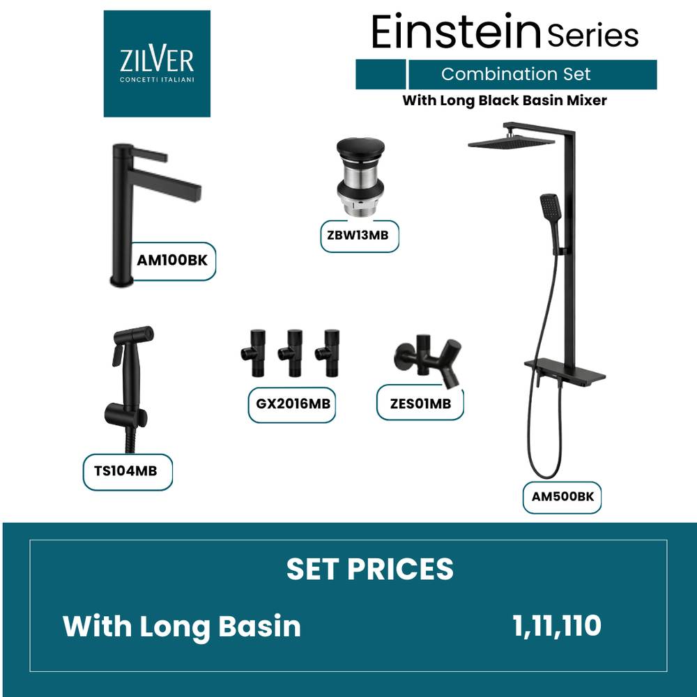 Zilver Einstein Series Black Open Shower with Long Basin  ID::AM04