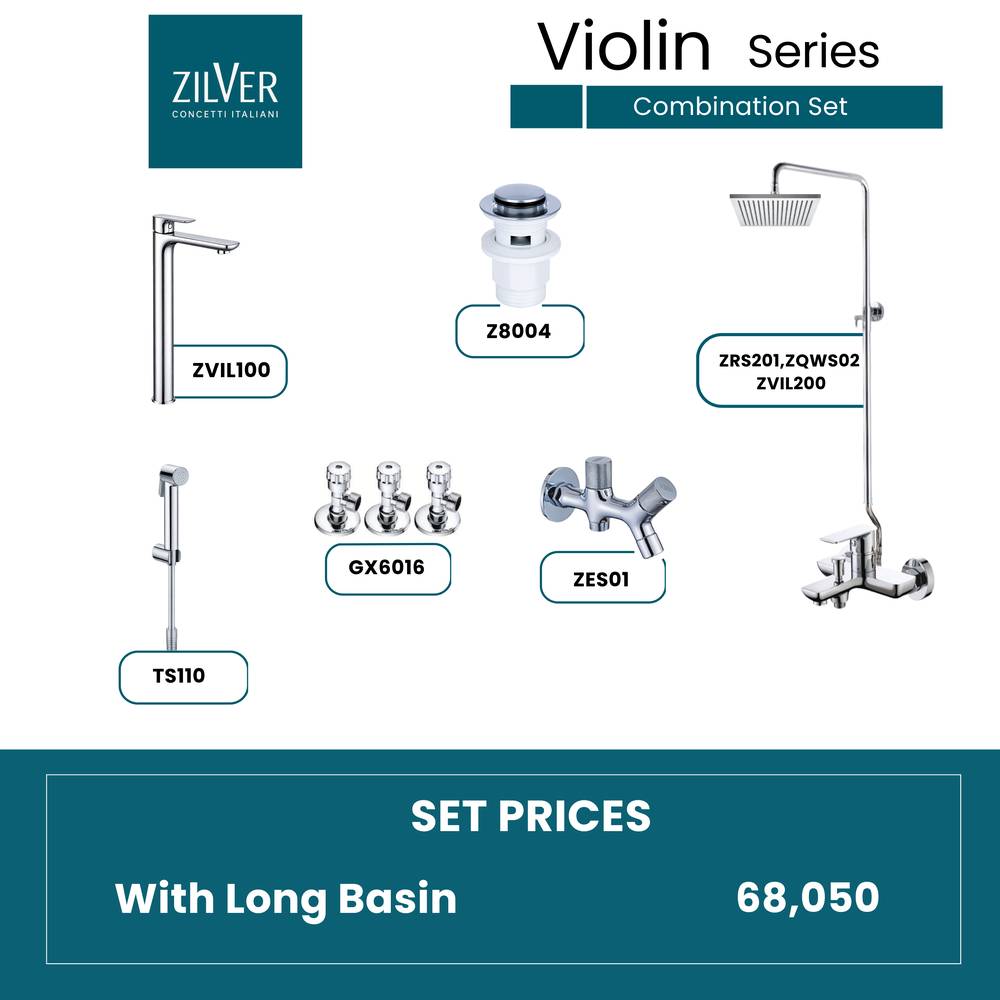 Zilver Violin Open Shower Set Long Basin ID:: Zvil004