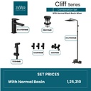 Zilver Cliff Matt Black Complete Open Shower Set Normal Basin ID:: ZCLF01