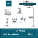 Zilver Cliff Chrome Complete Open Shower Set Normal Basin Mixer ID:: ZCLF03